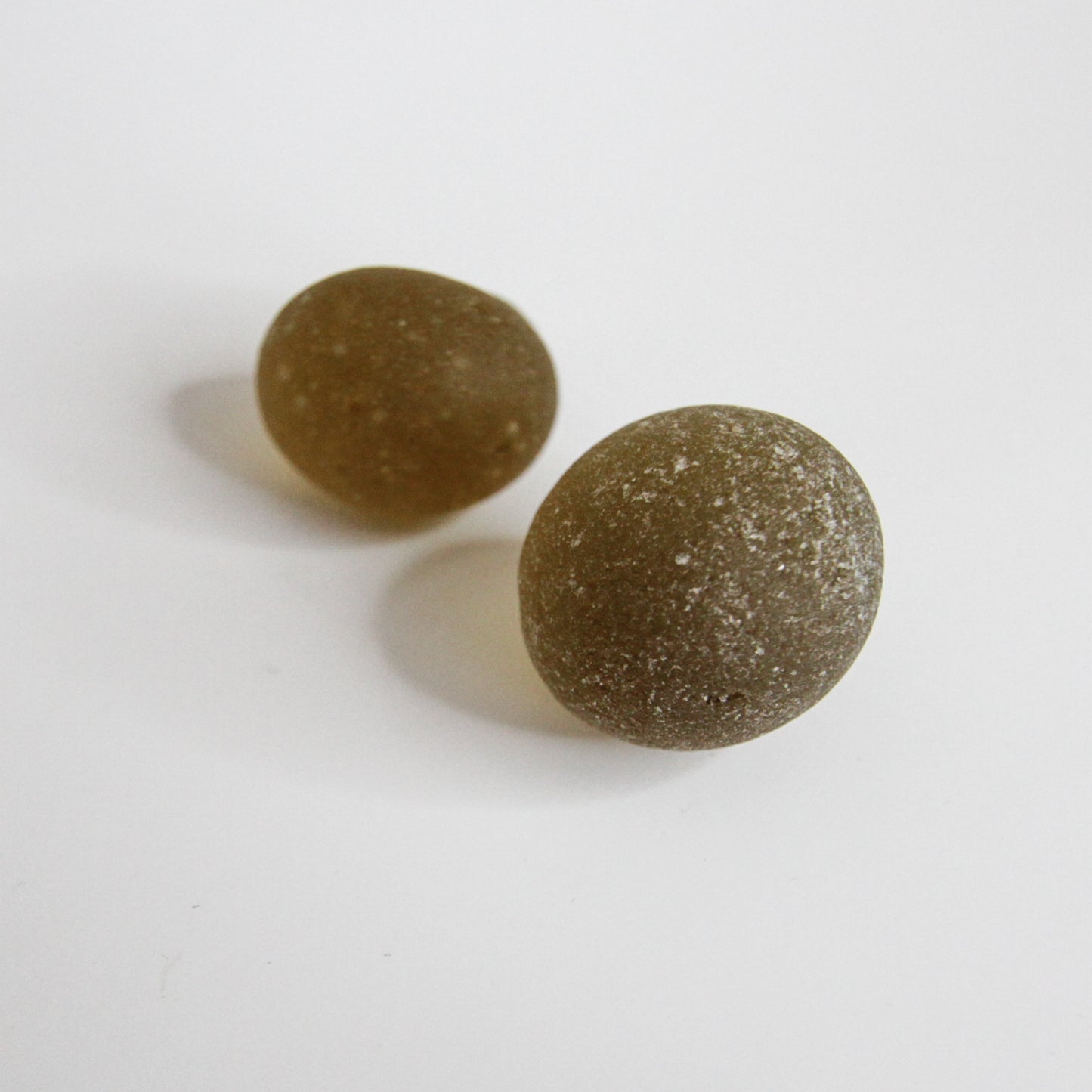 Authentic Dark Amber Seaham Sea Glass Pair – Vintage Bottle Top & Rounded English Beach Glass Pieces