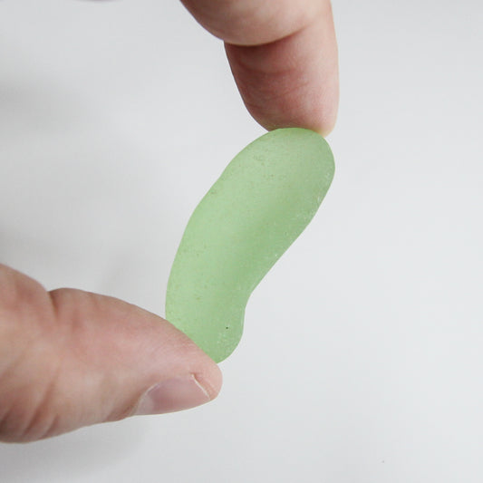 Long Curved Green Seaham Sea Glass Piece – Handpicked English Beach Glass