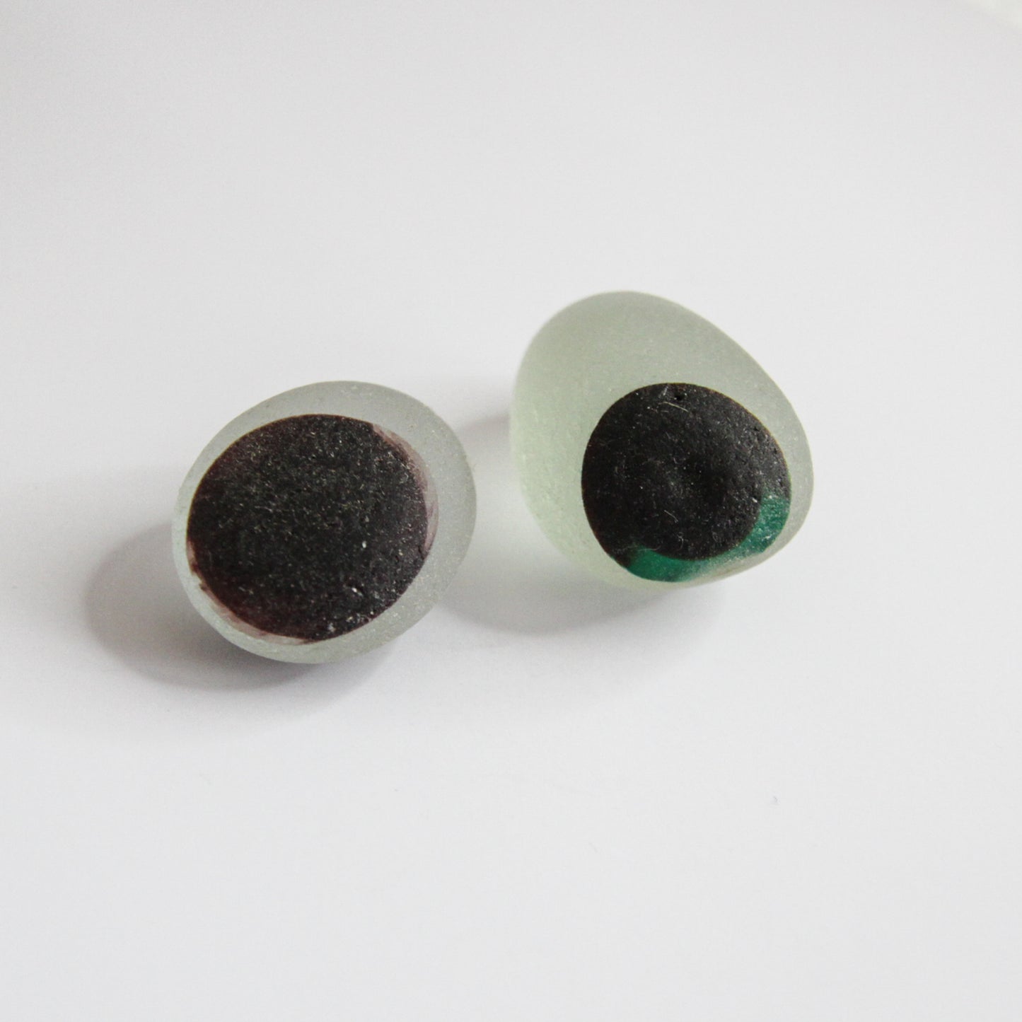 Rare Seaham “Fish Eye” End Of Day Sea Glass Pair – Handpicked English Sea Glass