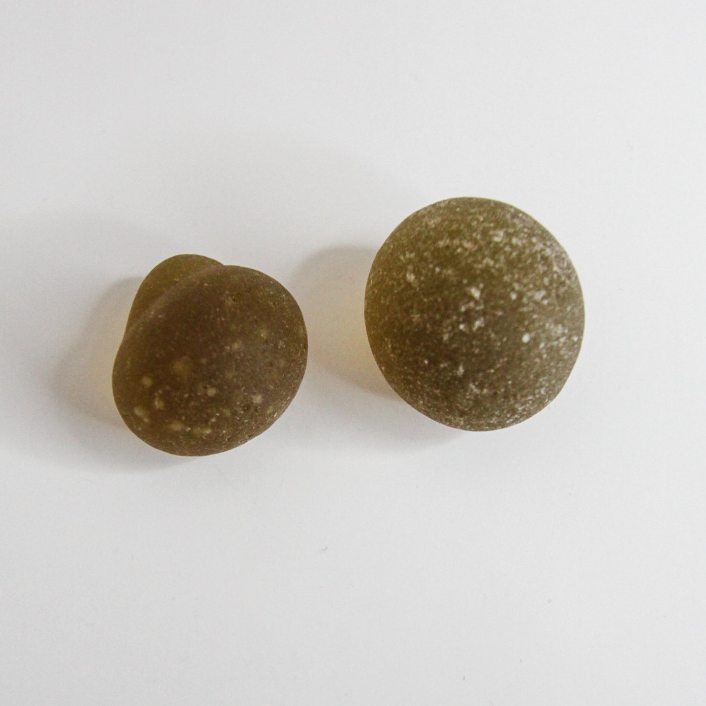 Authentic Dark Amber Seaham Sea Glass Pair – Vintage Bottle Top & Rounded English Beach Glass Pieces