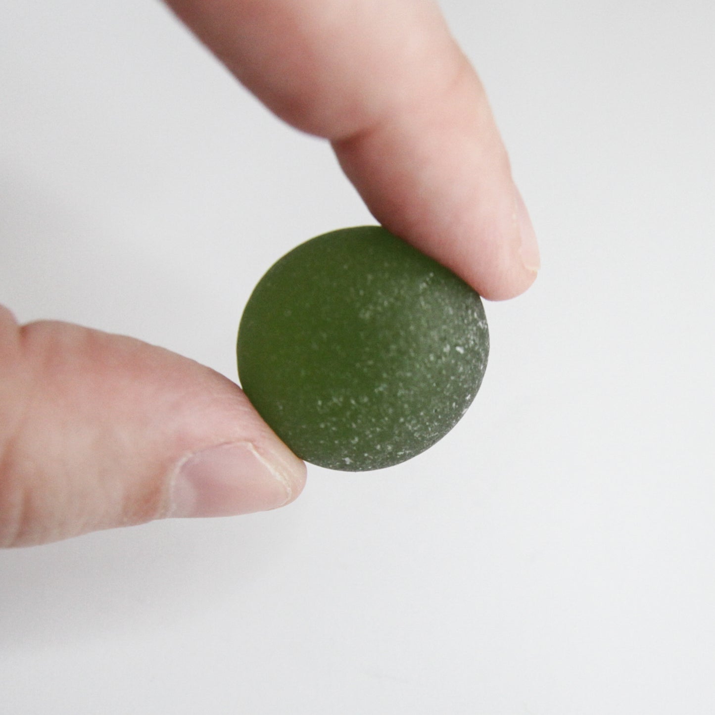 Round Green Seaham Sea Glass – Genuine English Beach Glass Collector Piece
