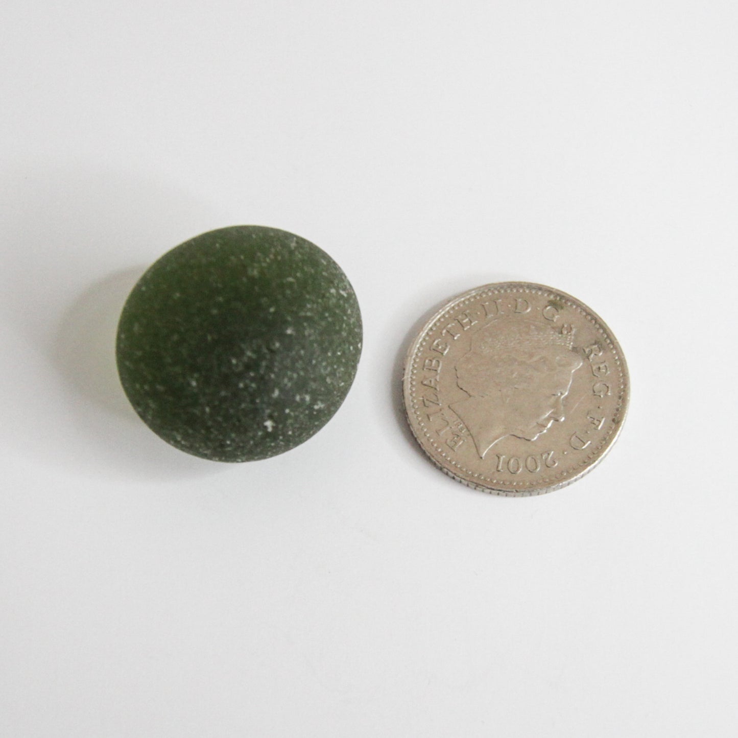 Round Green Seaham Sea Glass – Genuine English Beach Glass Collector Piece
