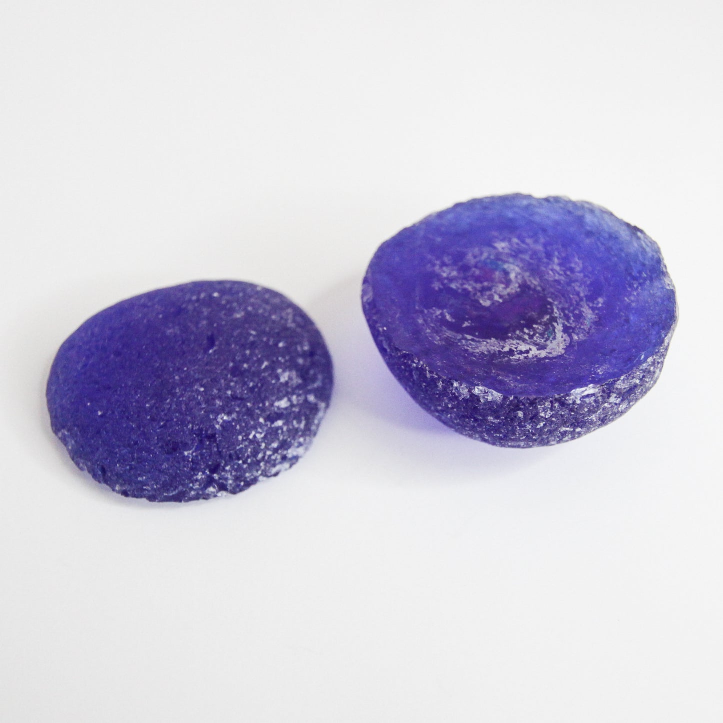 Exceptional Large Cobalt Seaham Sea Glass Pair – Rare Matching English Sea Glass Display Pieces for Collectors