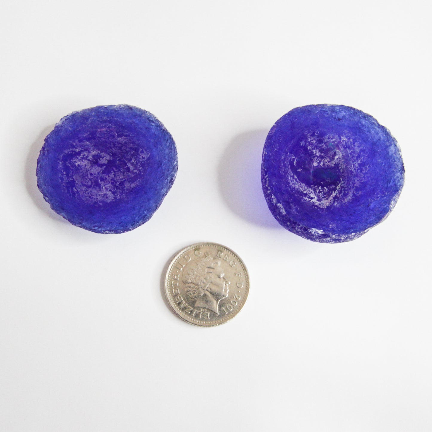 Exceptional Large Cobalt Seaham Sea Glass Pair – Rare Matching English Sea Glass Display Pieces for Collectors