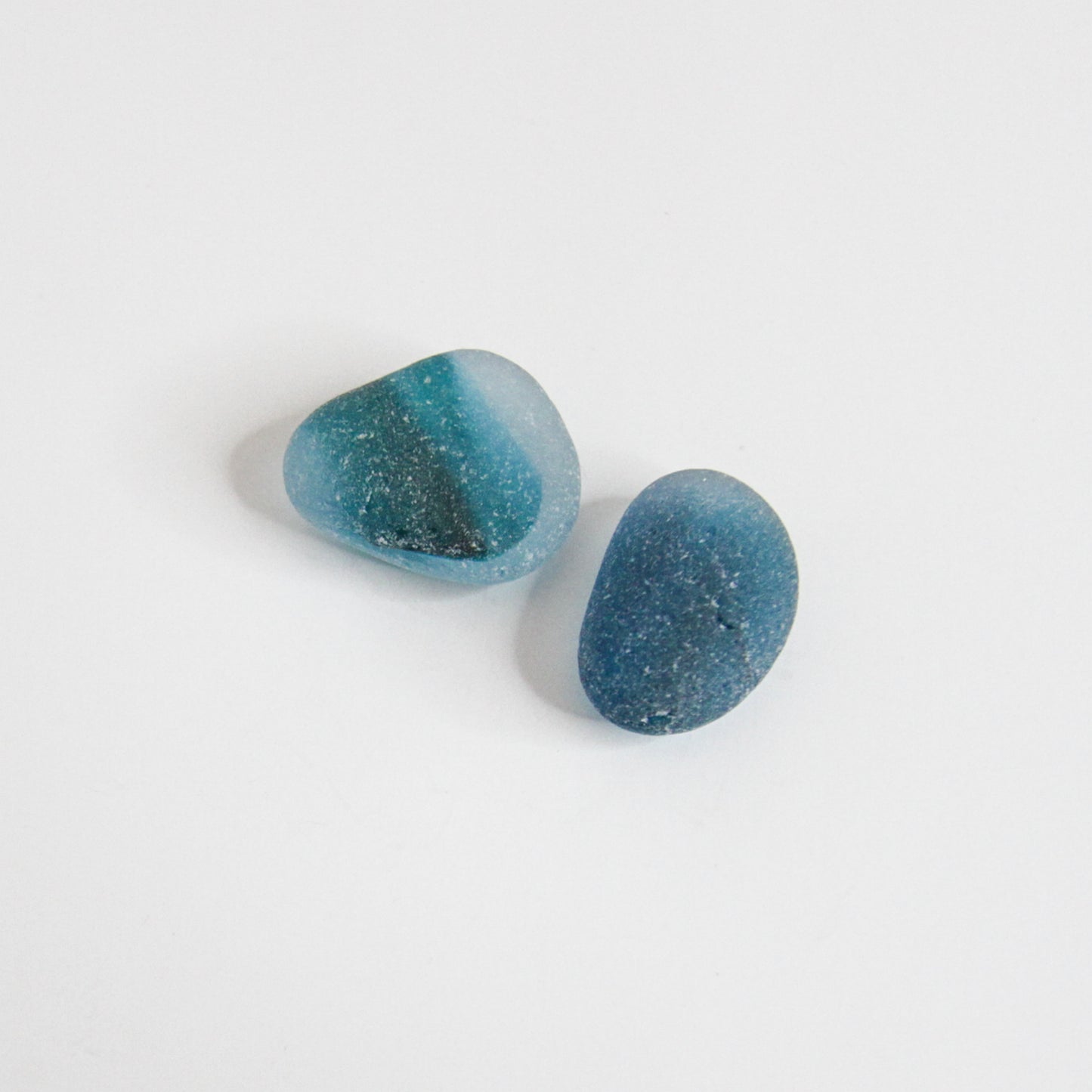 Rare End Of Day Blue Seaham Sea Glass Pair – Pendant Sized Multitone English Sea Glass – Handpicked From Seaham Beach