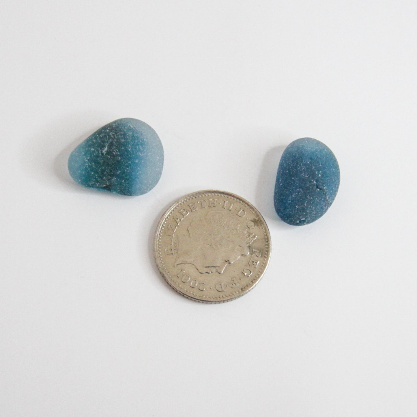 Rare End Of Day Blue Seaham Sea Glass Pair – Pendant Sized Multitone English Sea Glass – Handpicked From Seaham Beach