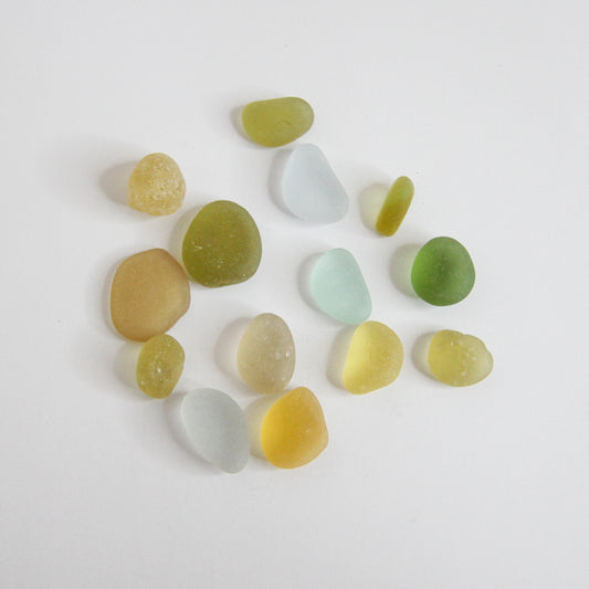 Mixed Seaham Sea Glass Collection – Yellow, White & Green English Sea Glass – Handpicked North East England Beach Glass Lot